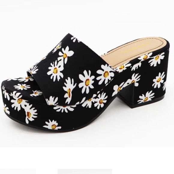 BRAND NEW BAMBOO NICHE-16 DAISY'S FLORAL EMBROIDERED DESIGN PLATFORM SAN… - Picture 4 of 16